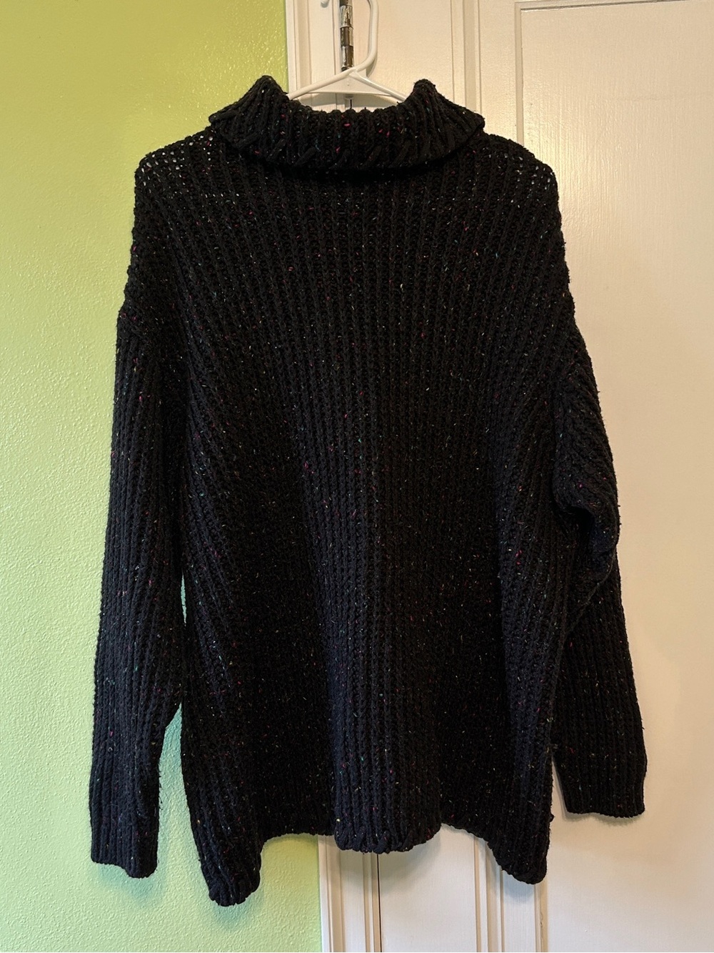 Vintage Black Sweater with Rainbow Speckles